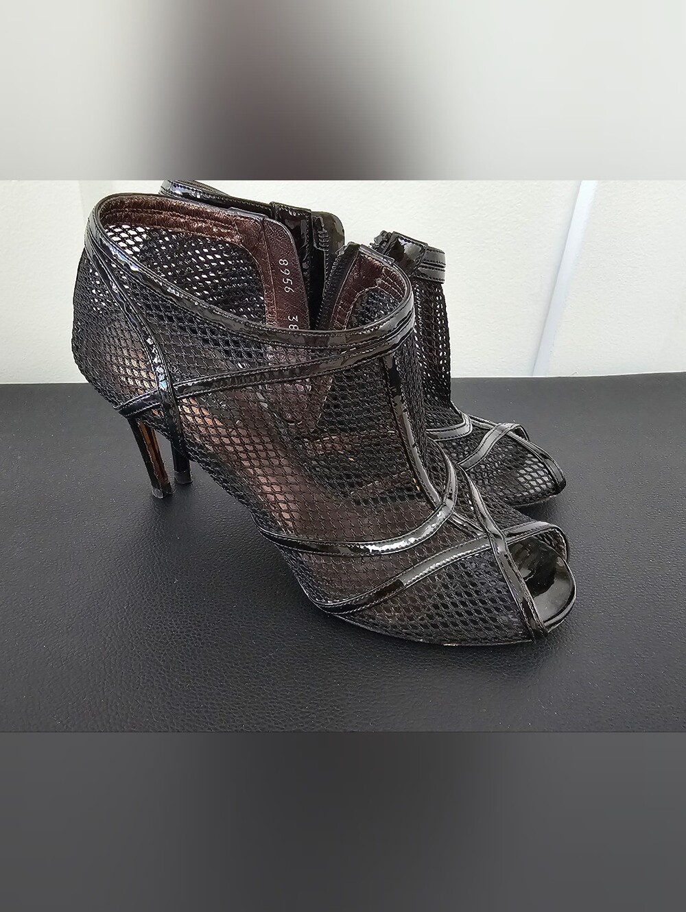 Dolce & Gabbana Black Mesh Peep-Toe High Heels